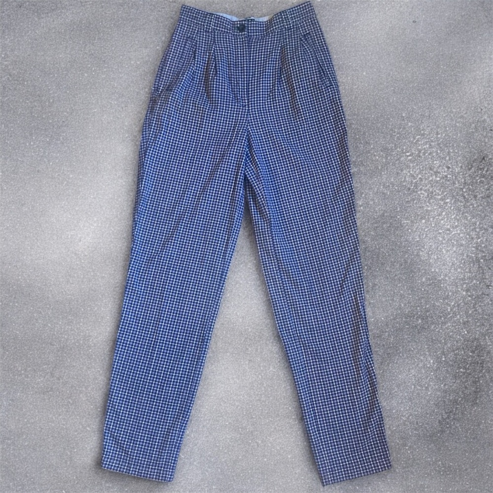 Tommy Hilfiger Plaid Checkered Blue and White Trousers